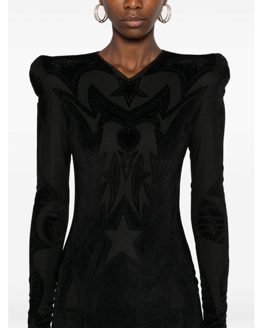 Robe courte à design floqué Balmain en coloris Black
