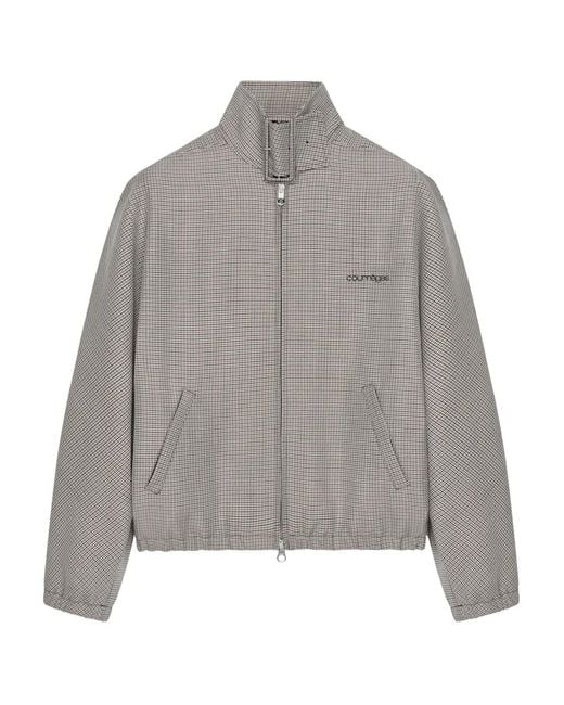Courreges Gray Houndstooth-Pattern Bomber Jacket