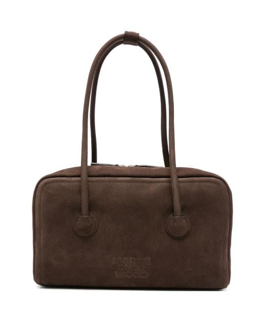 MARGE SHERWOOD Brown Calf-Suede Top Handle Tote Bag