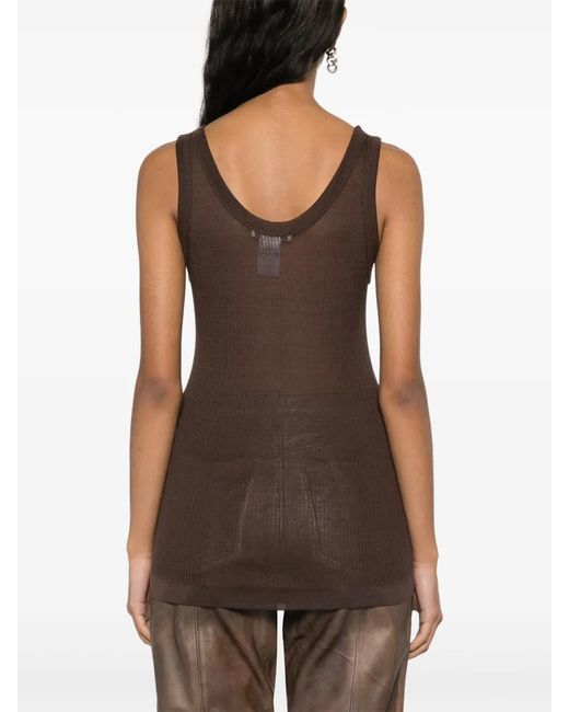 Lemaire Brown Ribbed Trim Tank Top