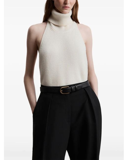 12 STOREEZ White Open-Back Roll-Neck Top