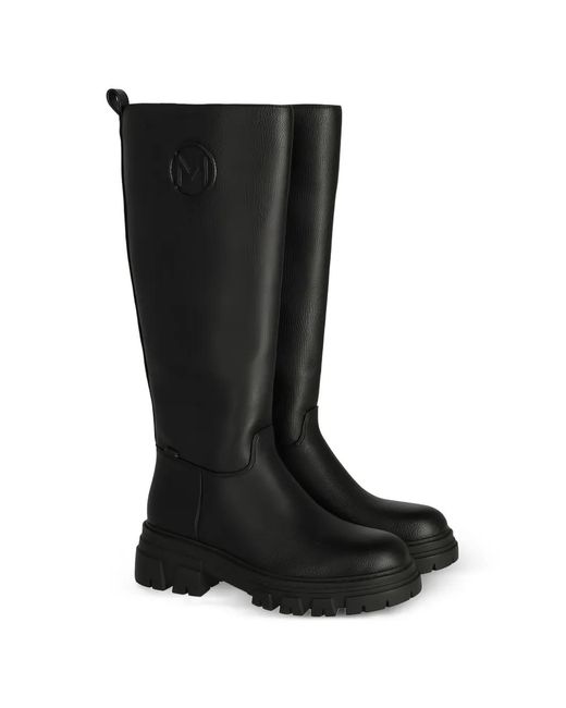 Mexx Black Logo-Patch Lug-Sole Boots