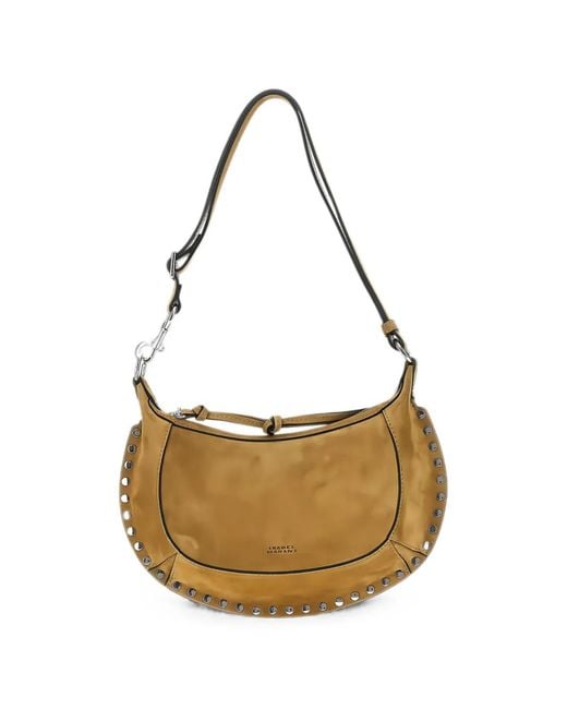 Isabel Marant Metallic Oskan Moon Stud-Embellished Shoulder Bag