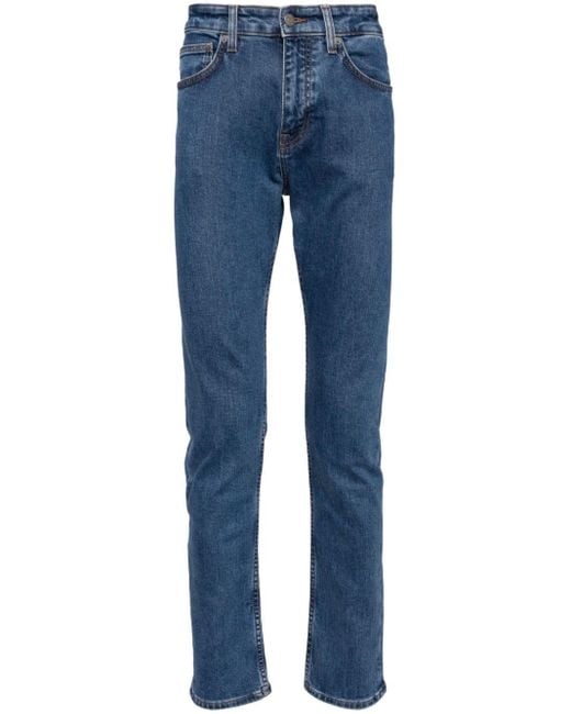 Boss Blue Mid-Rise Skinny Jeans for men