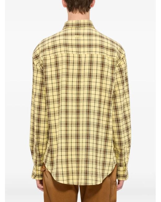 MSGM Metallic Checked-Pattern Long-Sleeve Shirt for men