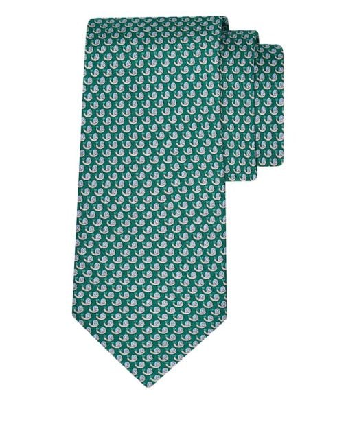 Ferragamo Green Cravate En Soie À Imprimé Graphique for men