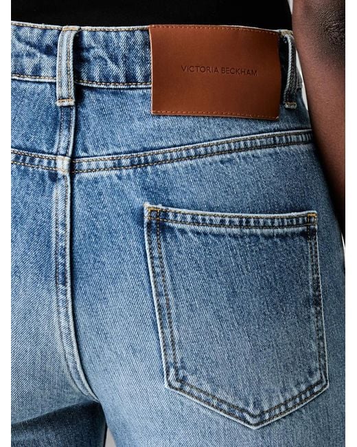 Victoria Beckham Blue Pressed-Crease Straight-Leg Jeans