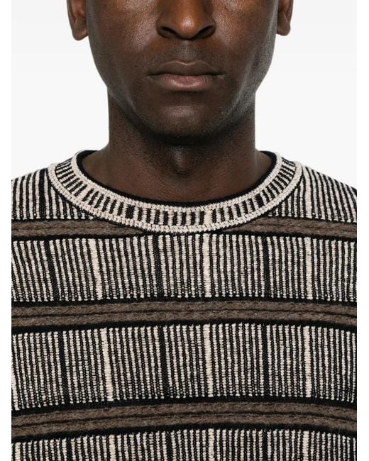 Giorgio Armani Natural Striped Jacquard-Knit Sweater for men