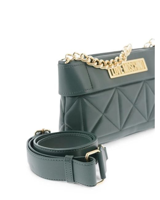 Moschino Green Quilted Crossbody Bag