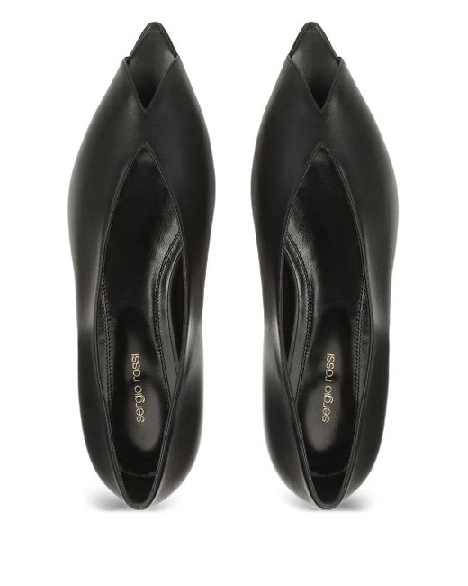 Sergio Rossi Black Open-Toe Ballet Flats