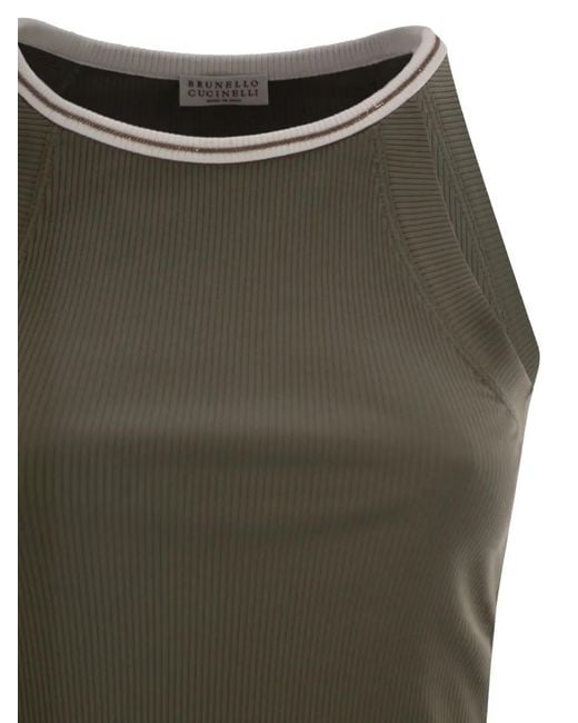 Brunello Cucinelli Green Ribbed Crew-neck Tank Top