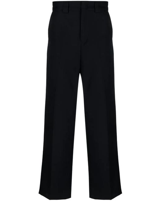 PT Torino Black Virgin Wool Straight-Leg Trousers for men