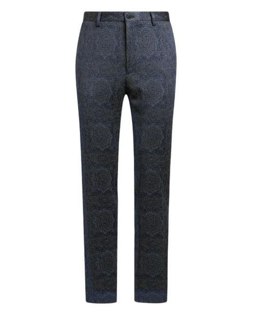 Pantalones de vestir con motivo en jacquard Etro de hombre de color Blue