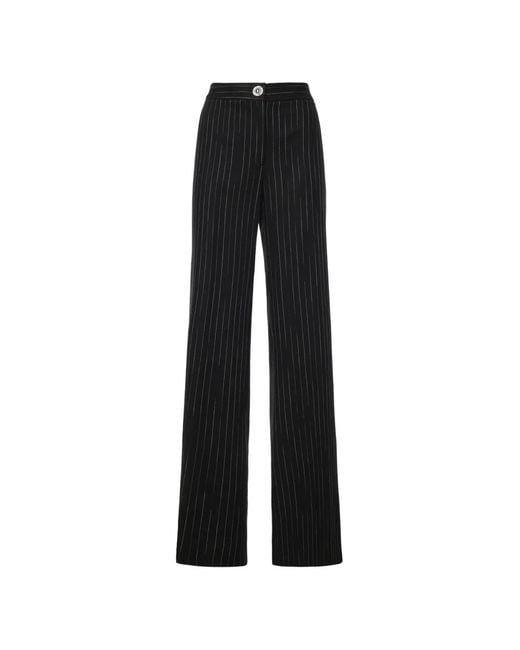 Genny Black Pinstripe-Pattern Trousers