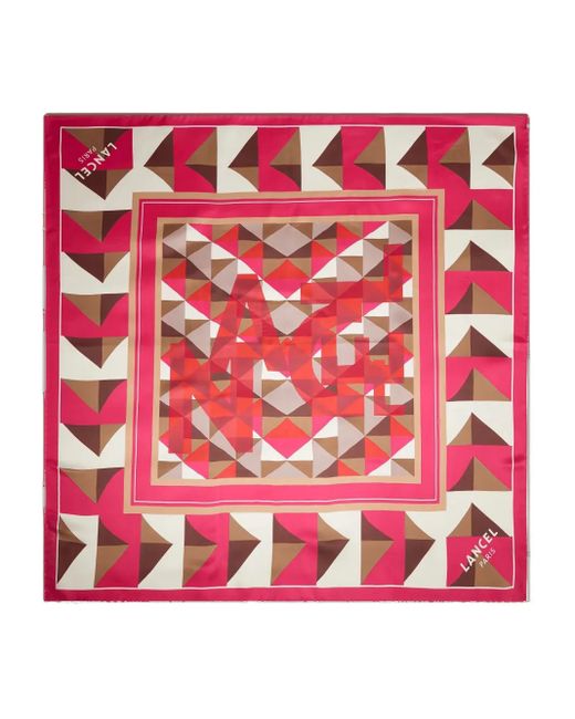 Lancel Red Labyrinth Silk Scarf