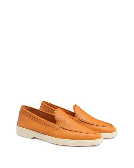 Santoni Orange Round-Toe Loafers