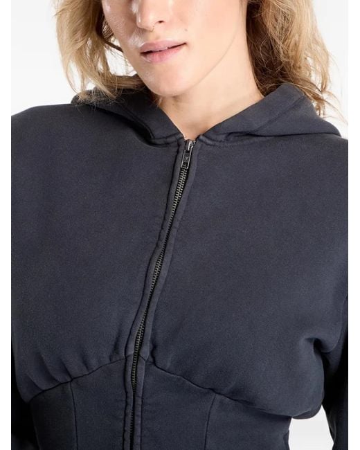 Guess Blue Corset-Style Zip-Up Cotton Hoodie