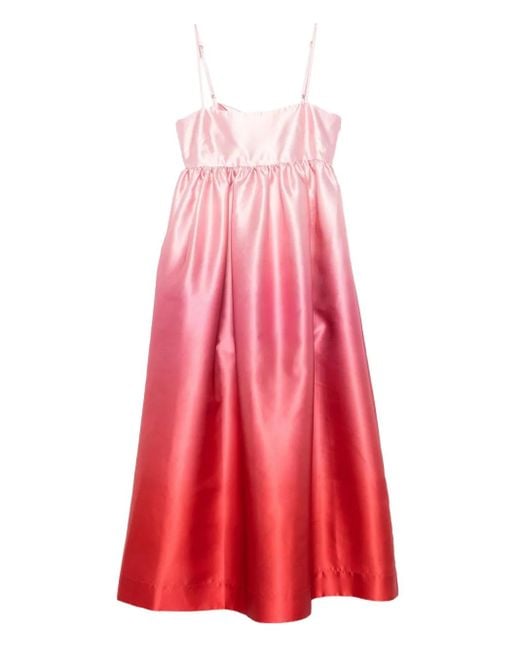 ALÉMAIS Inez Midi-Jurk Met Ombré in het Pink