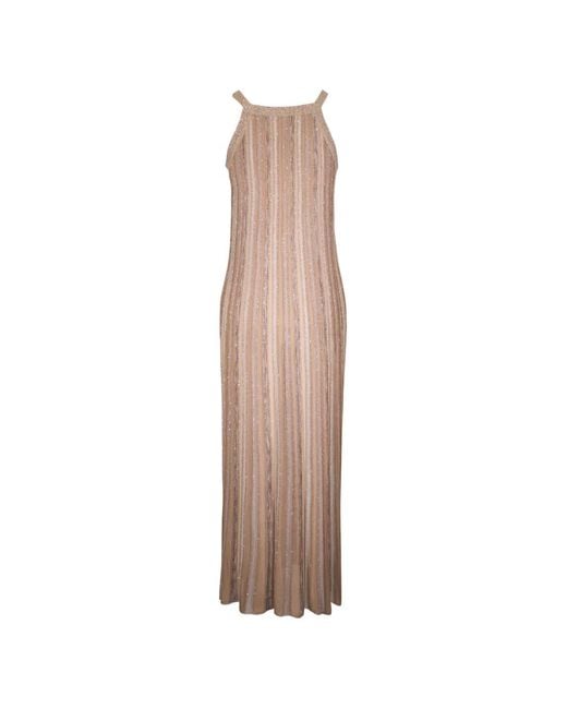 D.exterior Natural Robe Rayée À Sequins Brodés