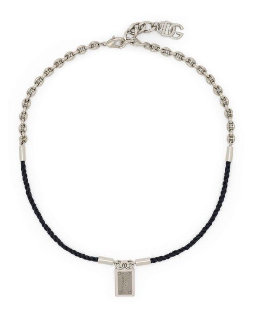 Dolce & Gabbana Gravierte Halskette mit Statement-Anhänger in Metallic für Herren