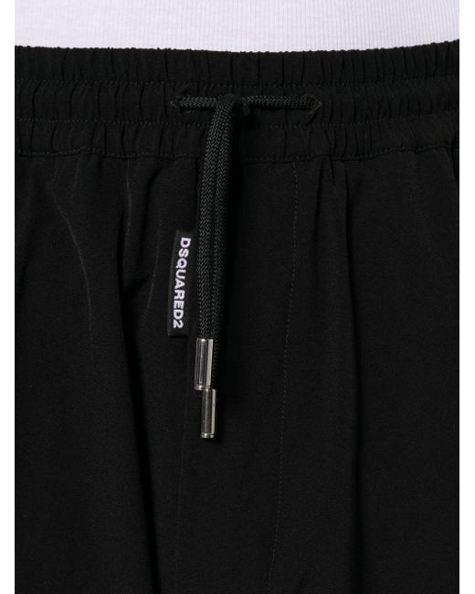 DSquared² Black Drawstring Tapered Trousers for men