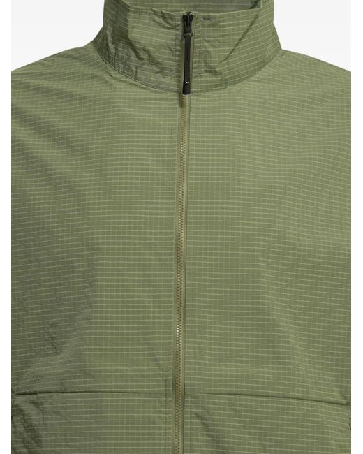 Goldwin Green Grid-Pattern High-Neck Windbreaker for men
