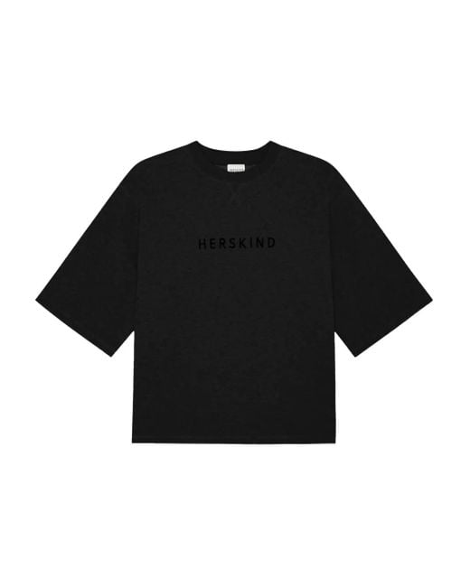 Herskind Black Linette Embroidered-Logo T-Shirt