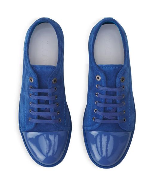 Lanvin Blue Lace-Up Panelled Sneakers for men