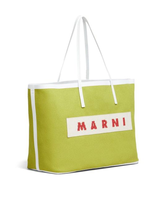Marni Yellow Small Janus Logo-embroidered Tote Bag for men