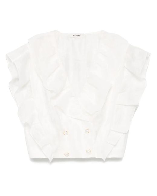 Sandro White Gerüschte Bluse im Mustermix