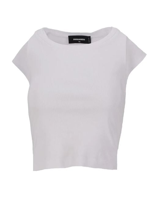 DSquared² White Ribbed T-Shirt