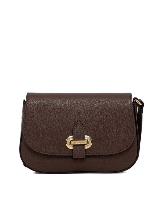 Pollini Brown Grained Logo-Plaque Cross Body Bag