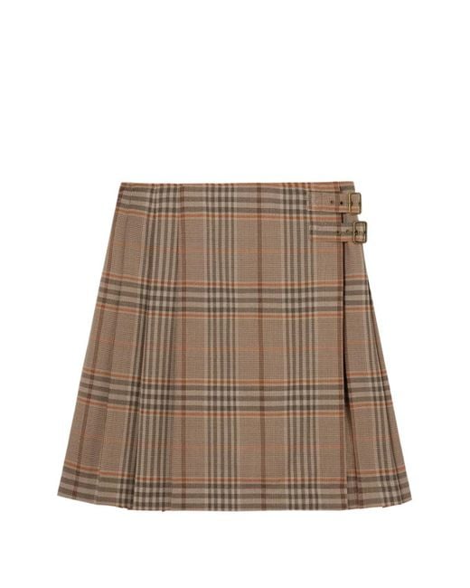 Burberry Brown Check Wool Kilt