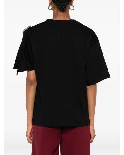 Area Black Embellished Puff-Sleeve Top