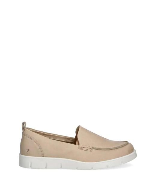 Ecco White Bella Slip-On Leather Loafers