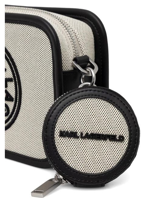Karl Lagerfeld Black Logo-Patch Shoulder Bag for men