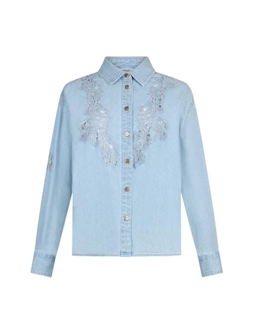 Liu Jo Blue Denim Lace Shirt