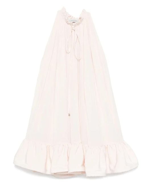 Lanvin White Frill-Neck Ruffled Mini Dress