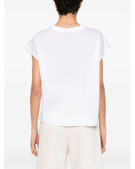 Peserico White Cap-sleeves Cotton T-shirt