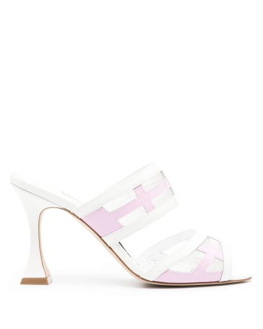 Manolo Blahnik White 90Mm Avespamu Peep-Toe Sandals