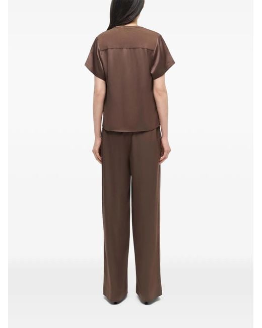 Jonathan Simkhai Brown Addy Round-Neck Blouse