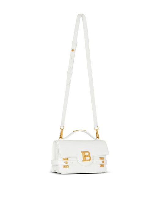 Balmain White B-buzz 24 Leather Tote Bag