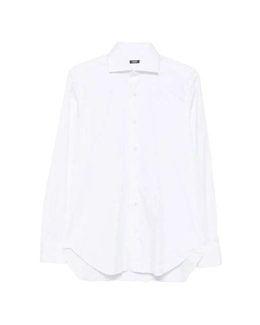 Barba Napoli White Spread-Collar Long-Sleeve Shirt for men