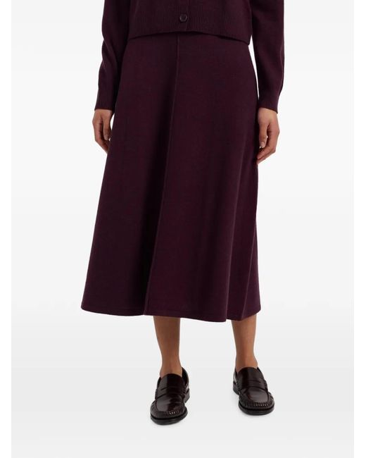Chinti & Parker Purple A-Line Knitted Midi Skirt