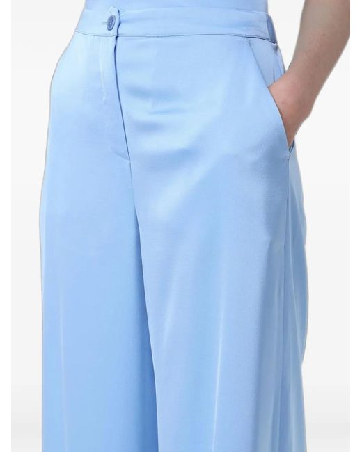Hanita Blue Crepe Wide-Leg Trousers