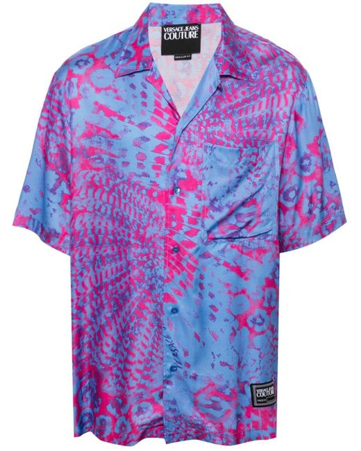 Versace Blue Bowling All Over Shirt for men