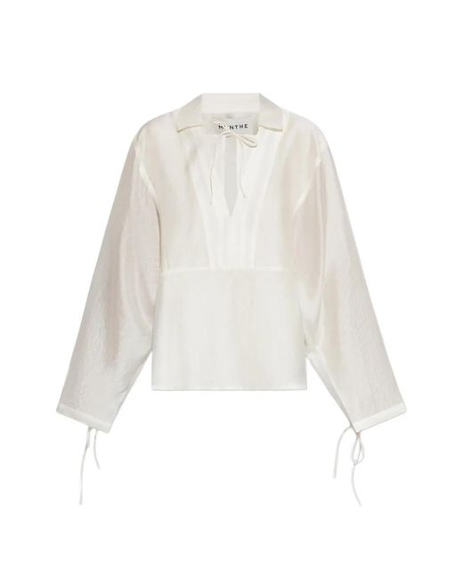 Munthe White Blouse Babette À Col Noué