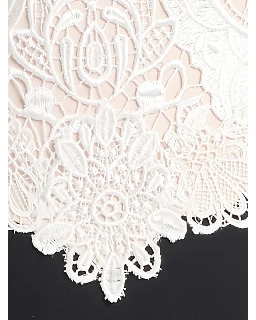 Tadashi Shoji White Vianne Lace-Panelled Long-Sleeve Maxi Dress