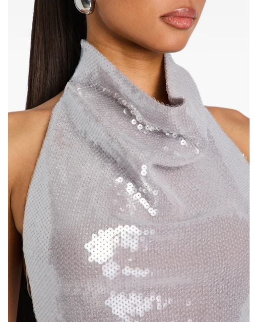retroféte Blue Pyna Sequin-Embellished Top