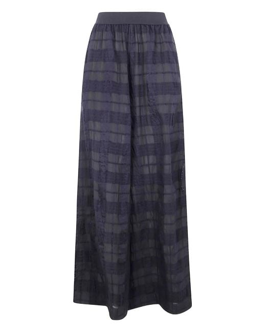 Uma Wang Blue Checked Wool Trousers
